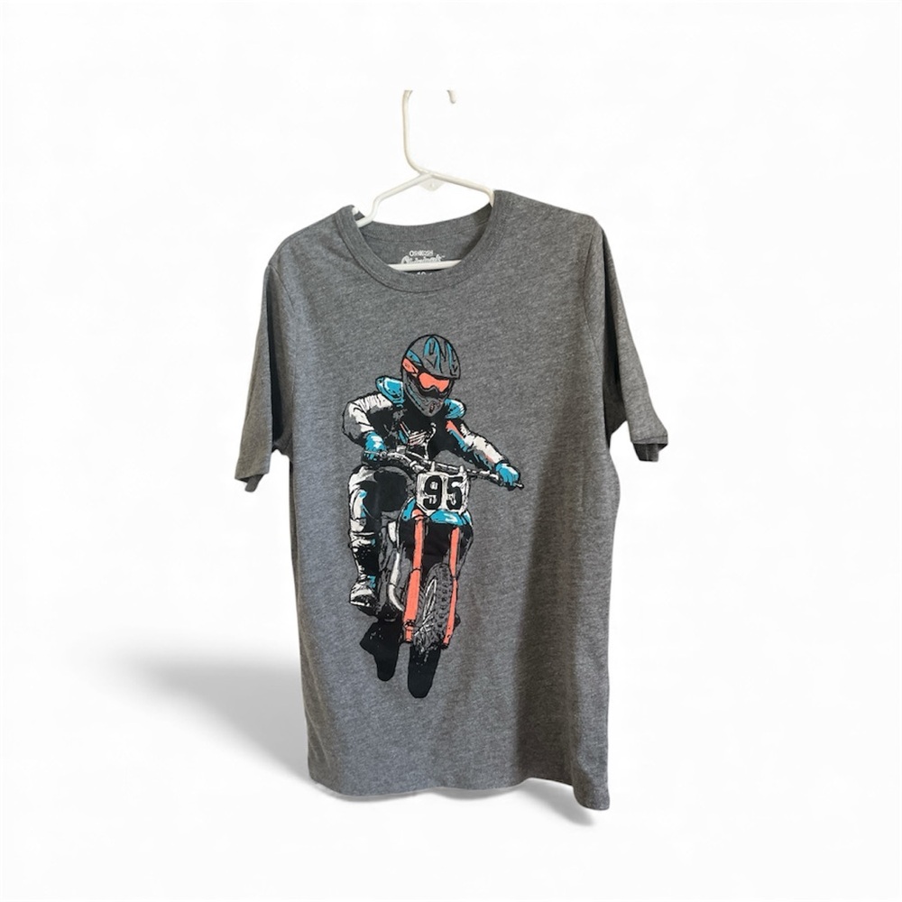 OshKosh B'gosh Gray Motorcycle Rider Tee Boys Youth Size 10